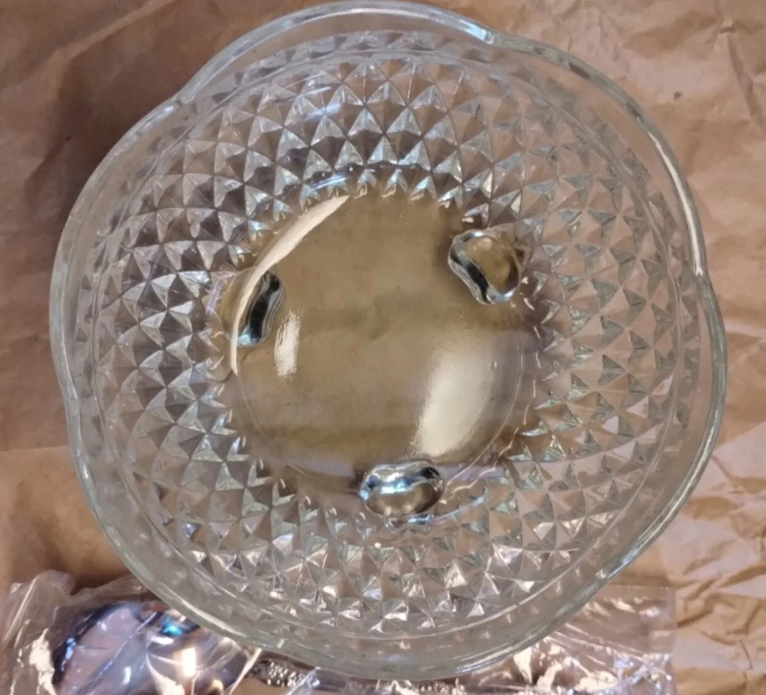 Indiana Glass Crystal Diamond Point Candy Dish, Bowl Footed image indicator(5)
