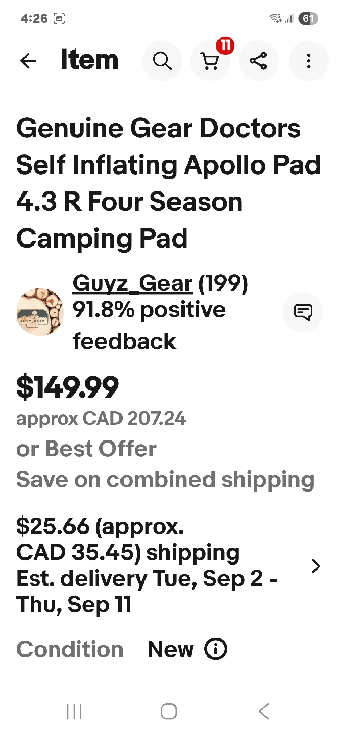 New Gear Doctors Apollo 4.3 R Camping Pad image indicator(5)