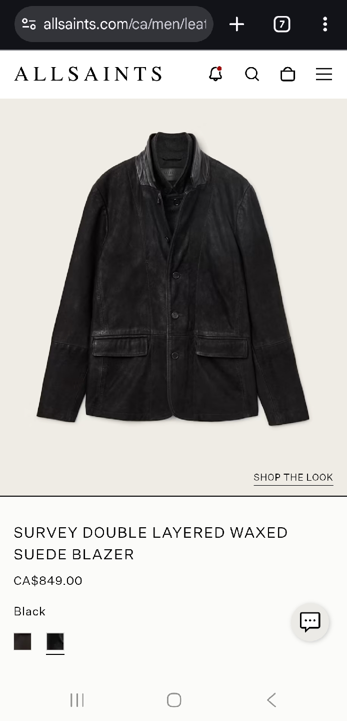 AllSaints Survey Double Layered Waxed Suede Blazer - XL - photo 2