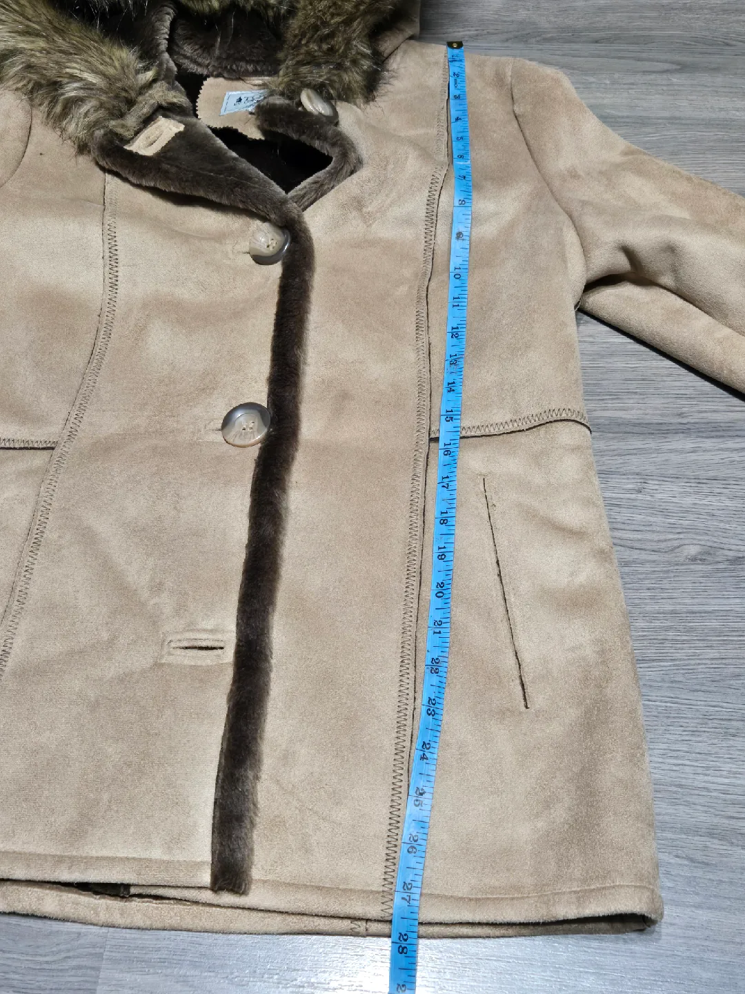 Tower by London Fog Beige Faux Suede Jacket - Size M image indicator(7)