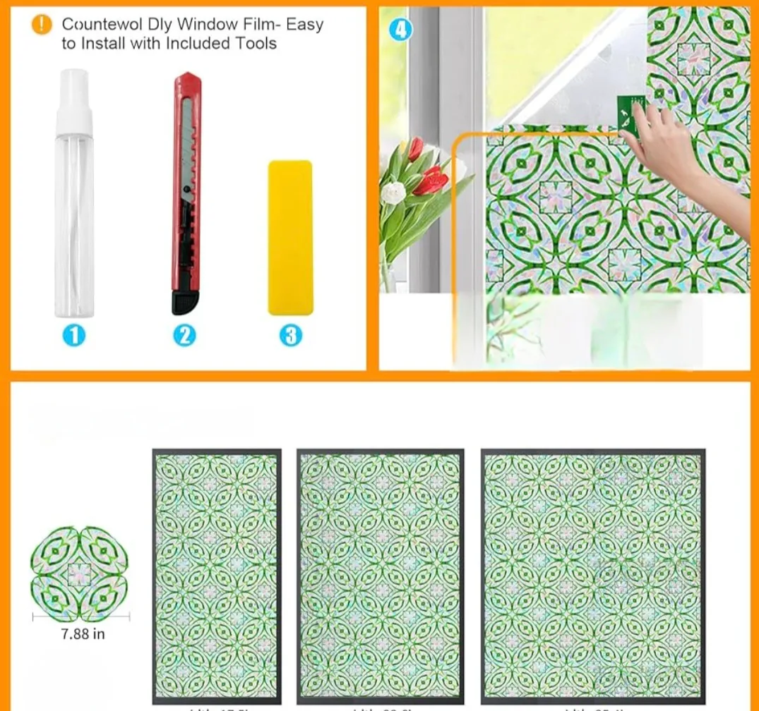 Window Privacy Film Colour Glass (GeoRainbow 17.5"x78.7") image indicator(4)