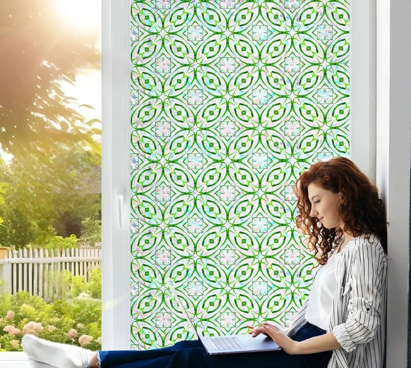 Window Privacy Film Colour Glass (GeoRainbow 17.5"x78.7") image indicator(5)