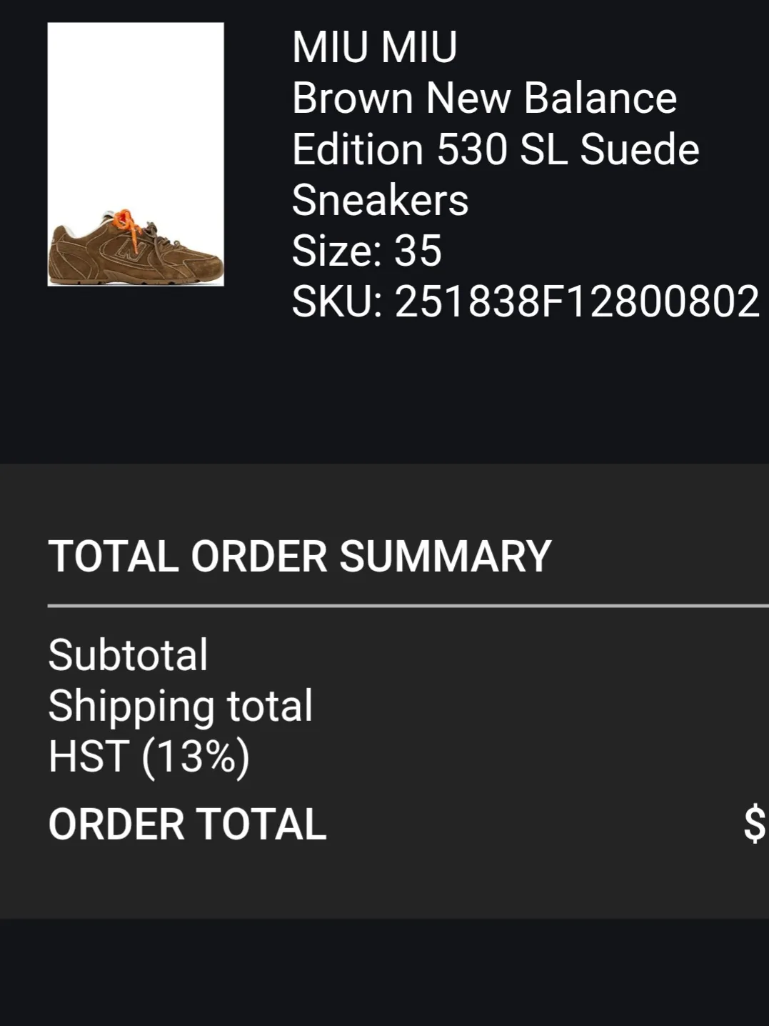 New Balance x Miu Miu 530 SL Cinnamon, Size 35 EU image indicator(2)