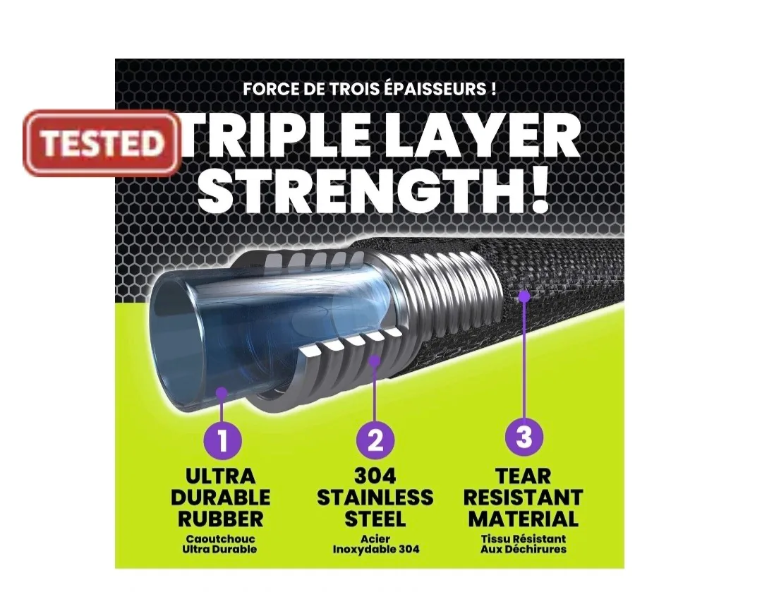 Brand New Heavy Duty Pro 3 Layer HydroSteel Hose, 100-ft image indicator(8)