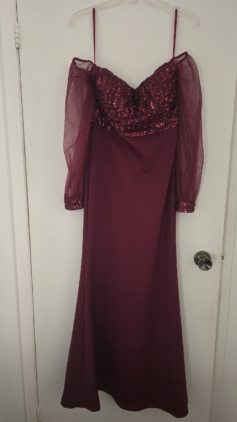 Burgundy Sequin Top Formal Dress XL / Size 10