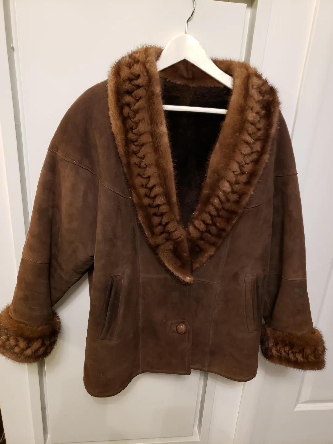 Brown Suede & Fur Trimmed Jacket thumbnail