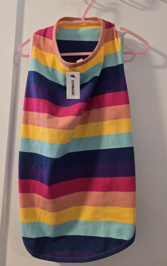 Rainbow Striped top for a furbaby - Size L