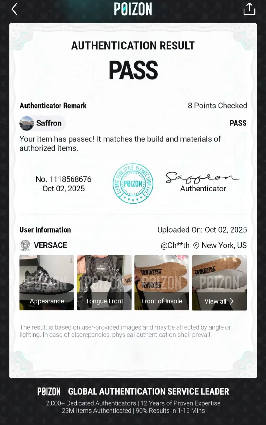 Men’s Versace Trigreca Sneakers BSYF037B Size 43/10 image indicator(10)