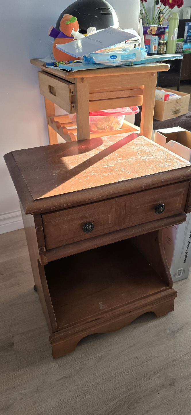 Wooden Nightstand with Drawer