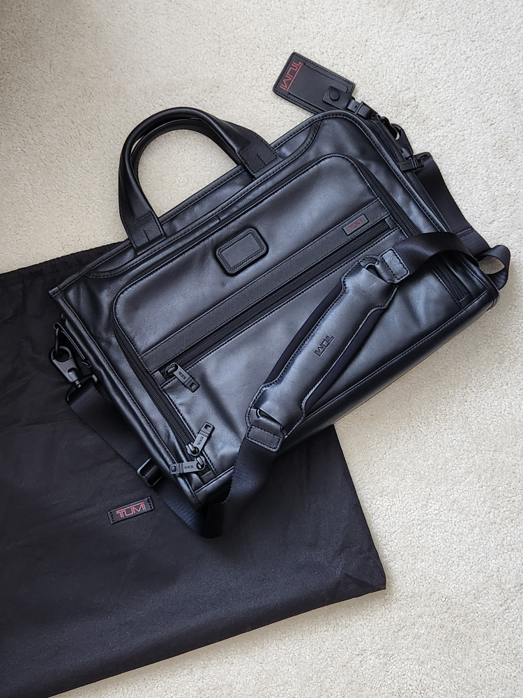 Tumi Black Leather Bag - Like New w Dust Bag