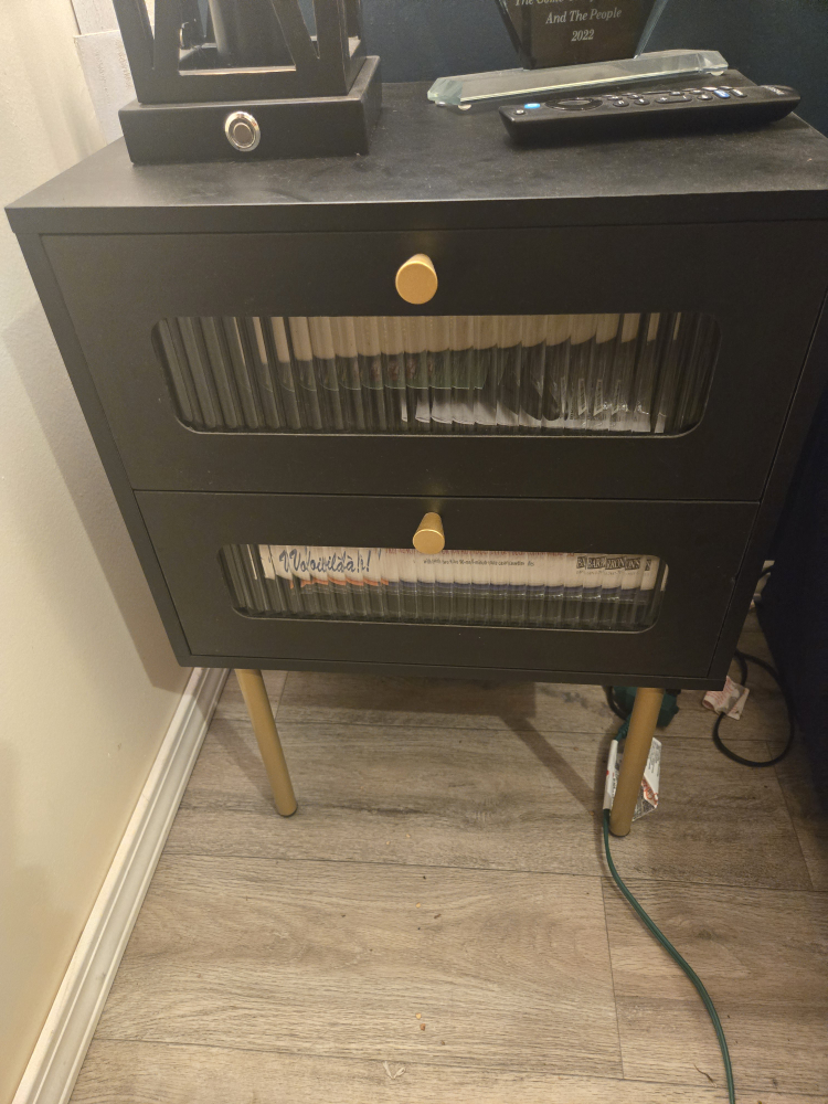 Black Nightstand with 2 Drawers - photo 2