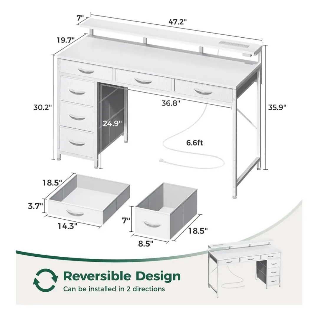 Huuger White Vanity Desk with Drawers image indicator(9)