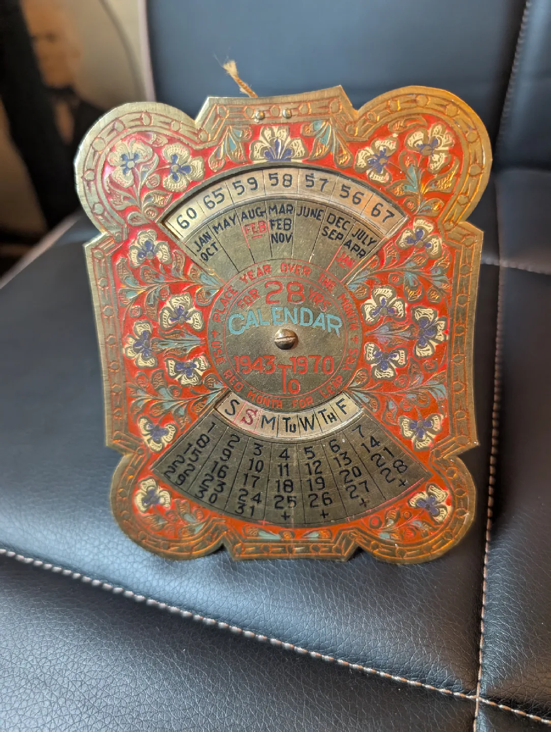 Vintage brass  Chinese perpetual 28 year calender