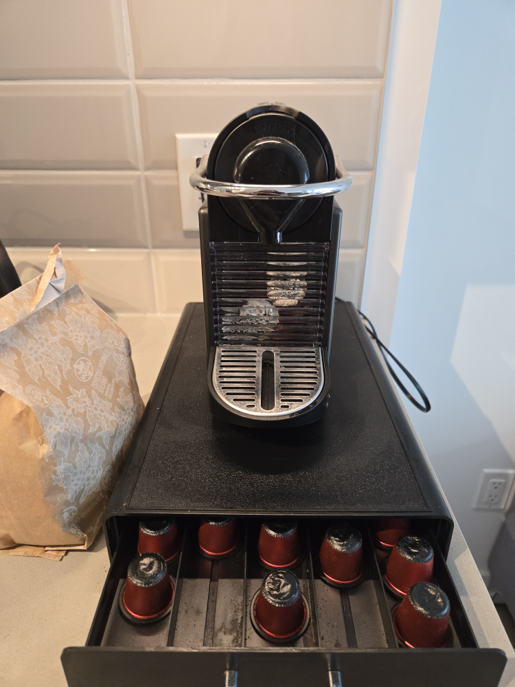 Nespresso Essenza Mini Coffee Machine + Capsule Storage