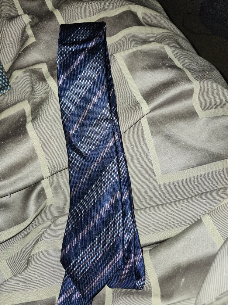 Striped Navy Blue Tie thumbnail