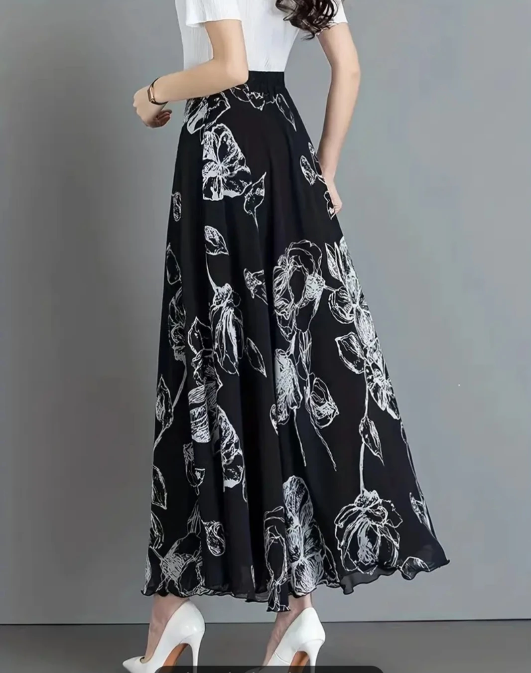 Floral Print Black Fabric - photo 2