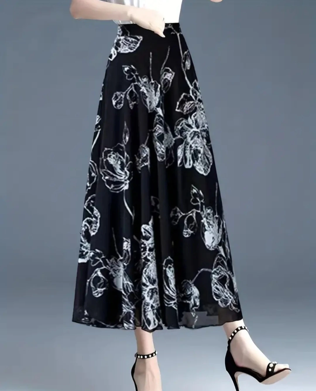 Floral Print Black Fabric - photo 3