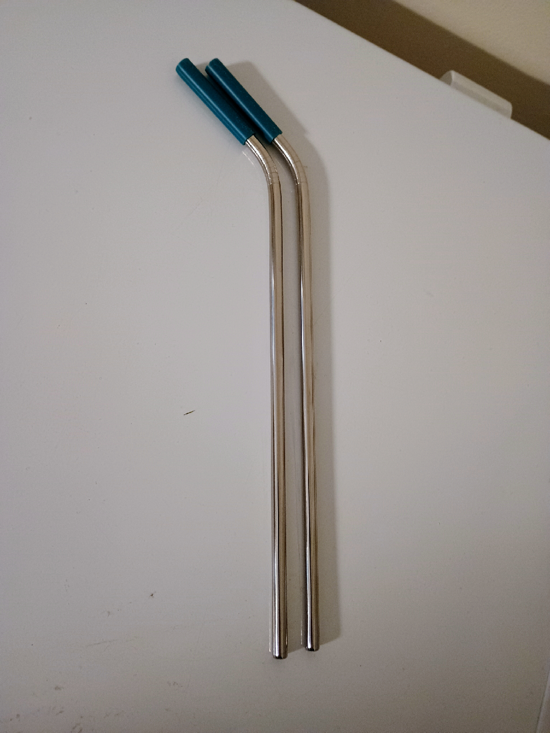 Two Metal Drinking Straws