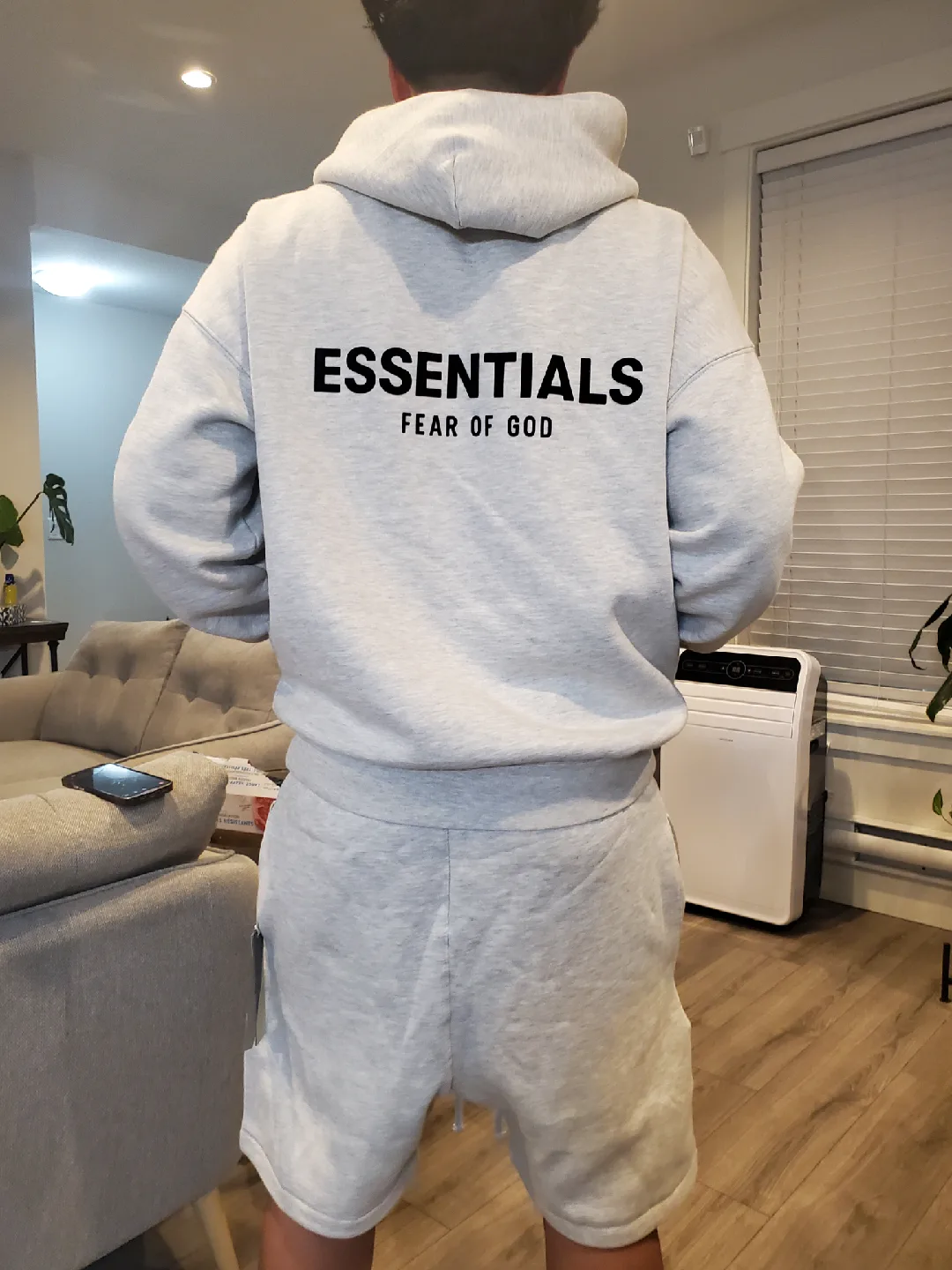 Essentials Fear of God Grey Hoodie & Shorts Set image indicator(2)