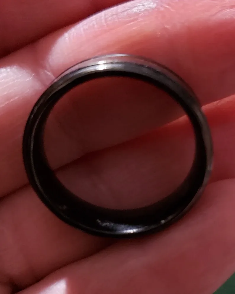 Black Tungsten Carbide Ring with Wood Inlay image indicator(3)