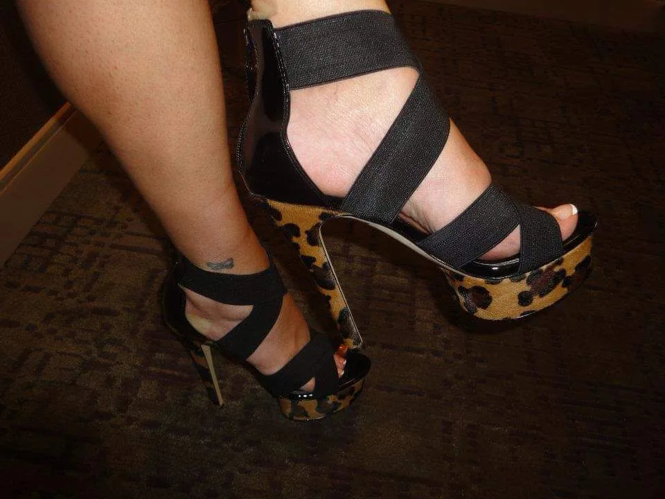 Platform Heels - Black Straps, Leopard Print thumbnail