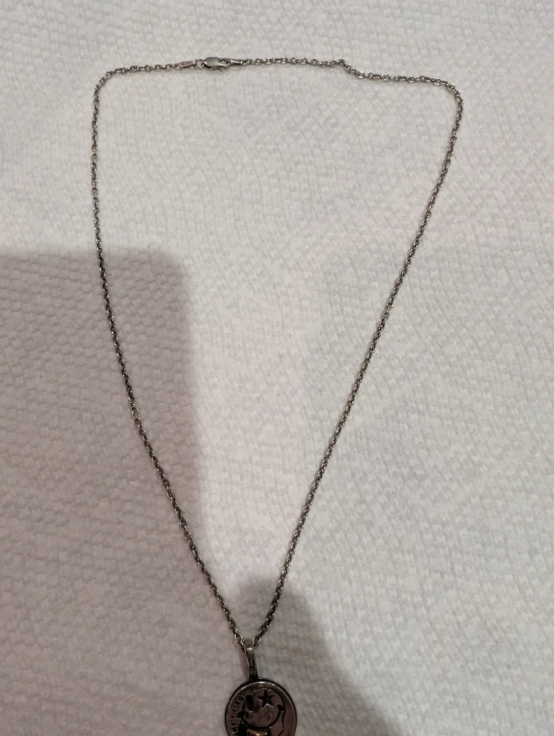 Handcrafted  1947 Silver Dime "Smiley" Pendant Necklace thumbnail