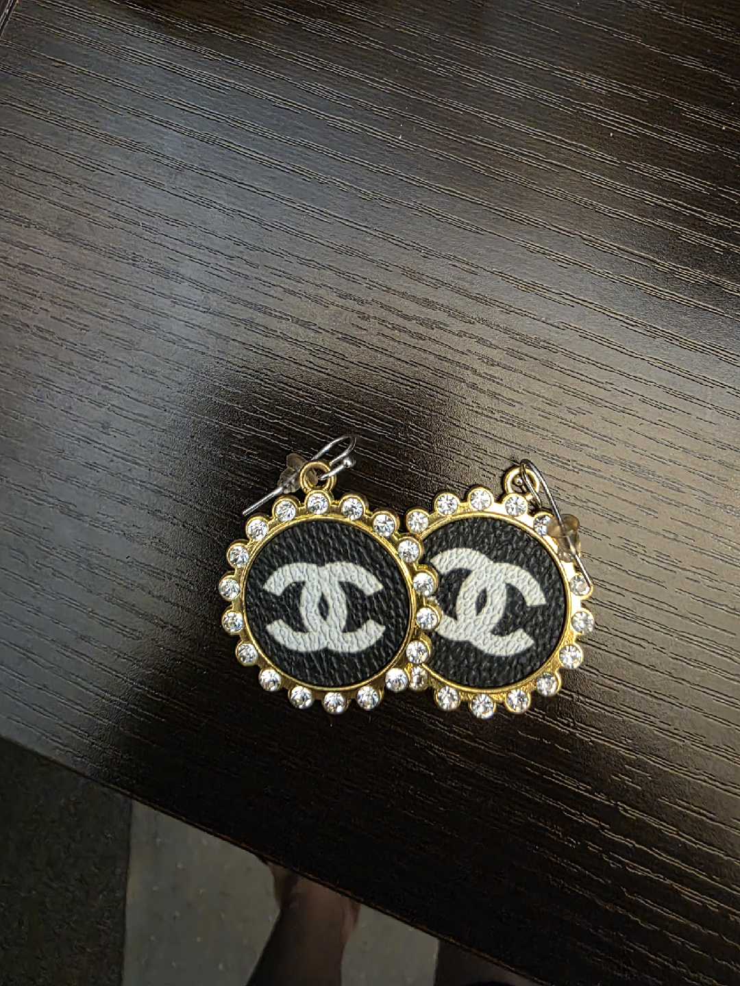 Chanel Round Rhinestone Earrings