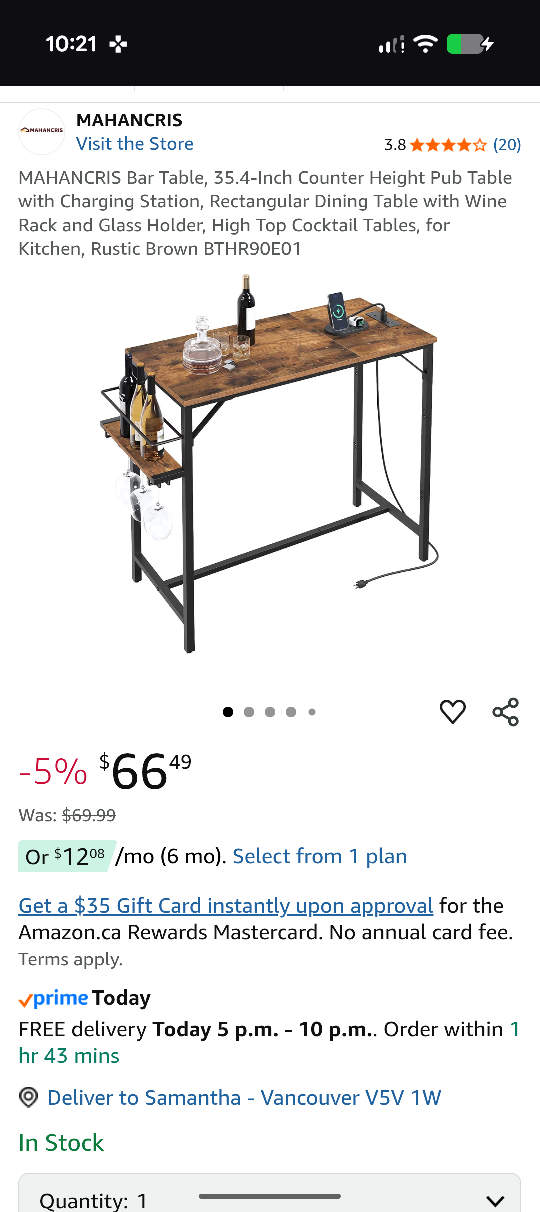 MAHANCRIS Bar Table & Stools Set - Rustic Brown