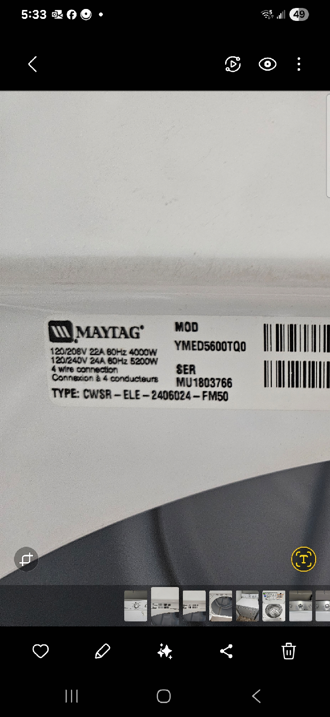 Maytag Dryer - Front Load - photo 4