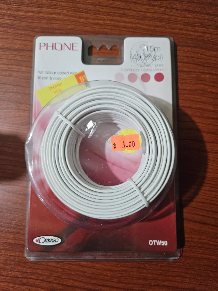 Omega OTW50 Flat Colour Coded Phone Wire thumbnail