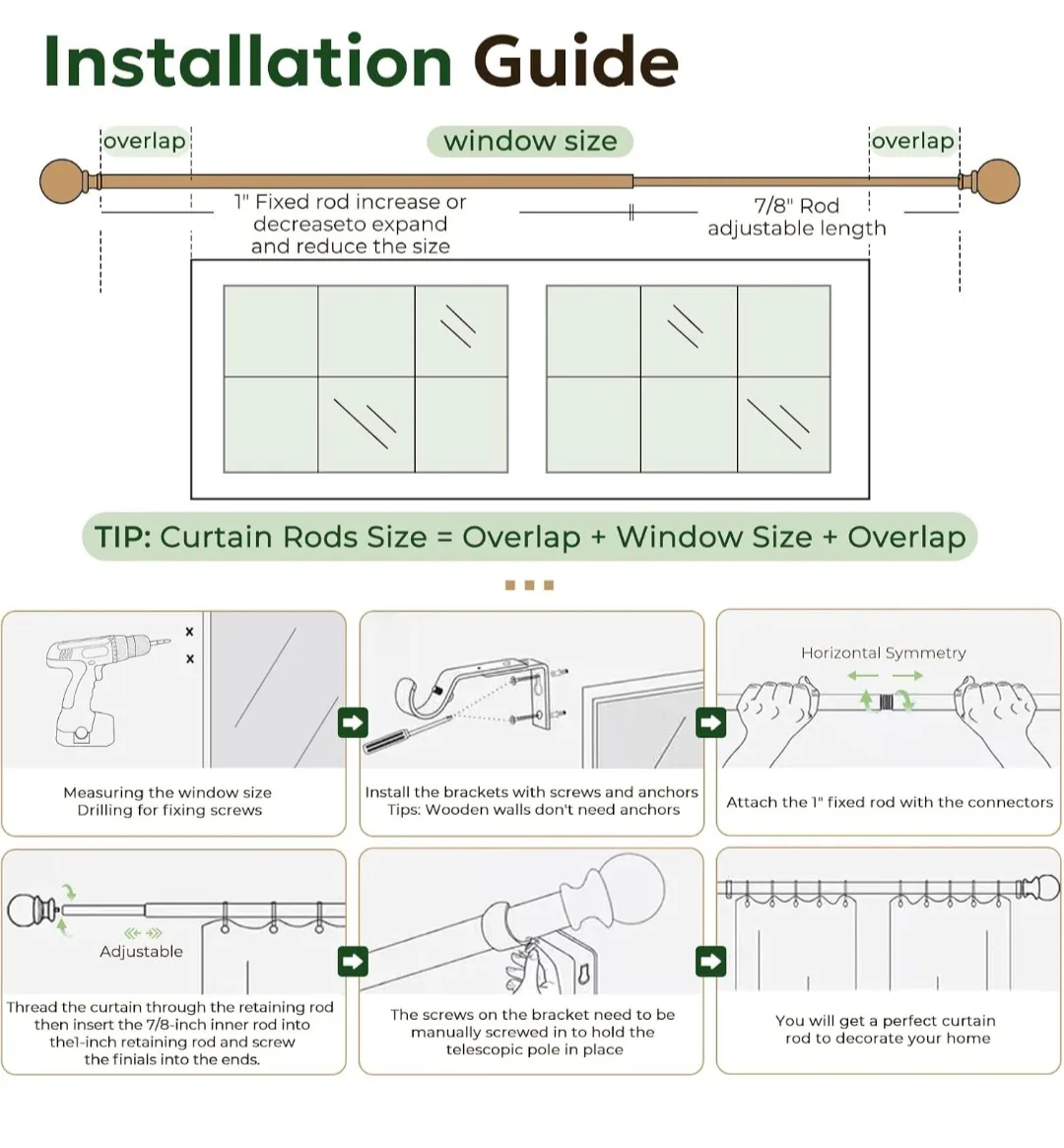 Artisanal Curtain Rods 1" Diameter 32"-86" image indicator(8)