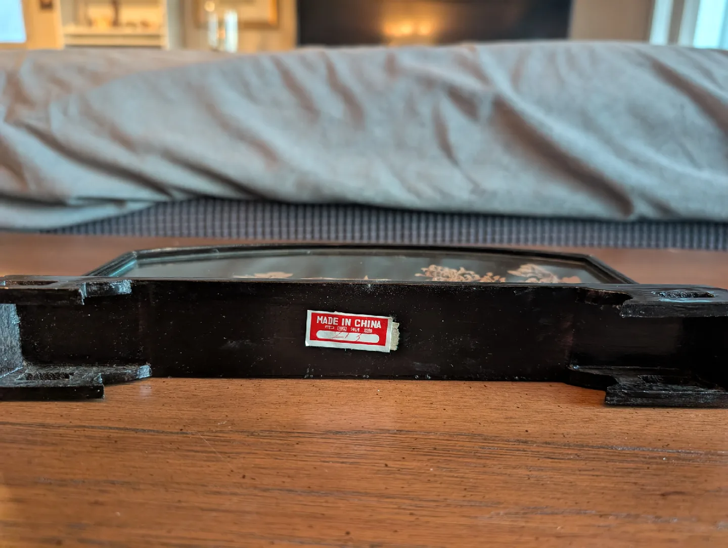 Asian Carved Cork Scene in Glass Case image indicator(4)