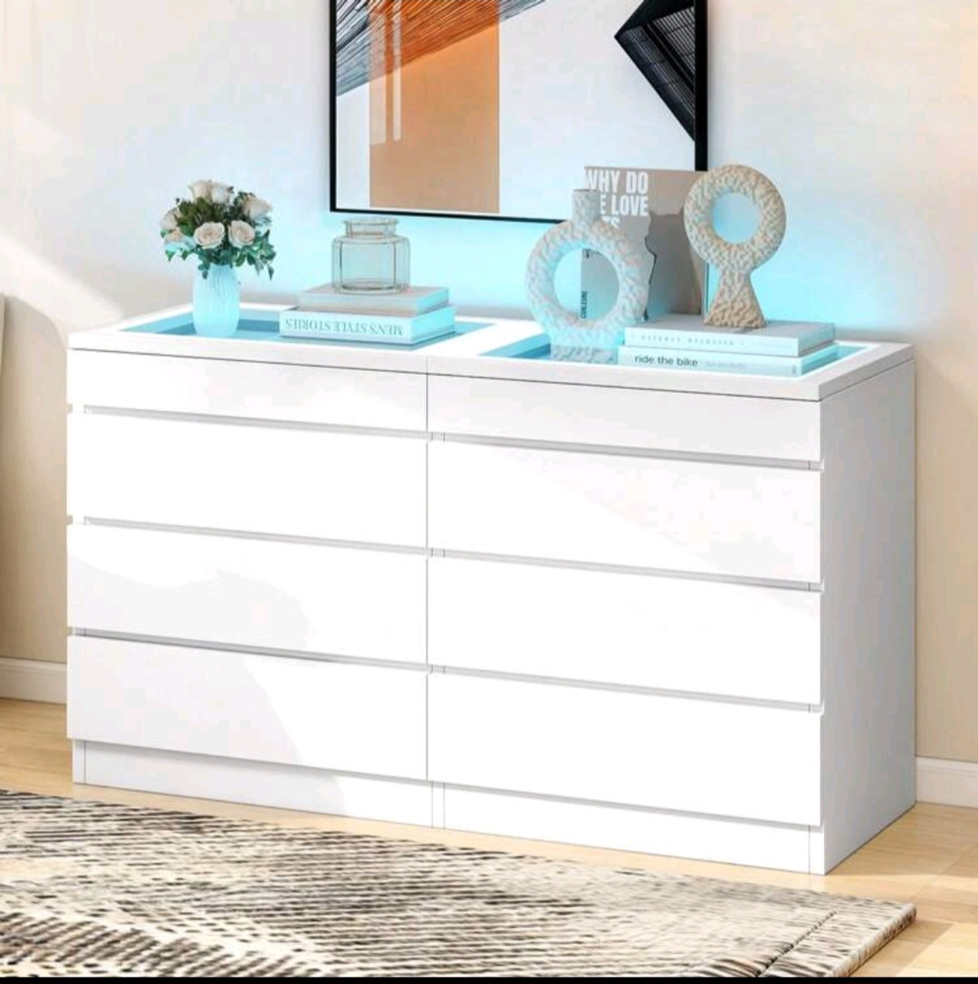 White Dresser with 6 Drawers