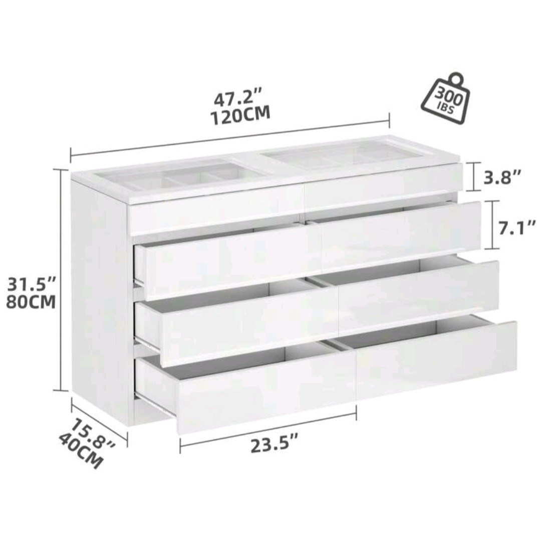 White Dresser with 6 Drawers - photo 2
