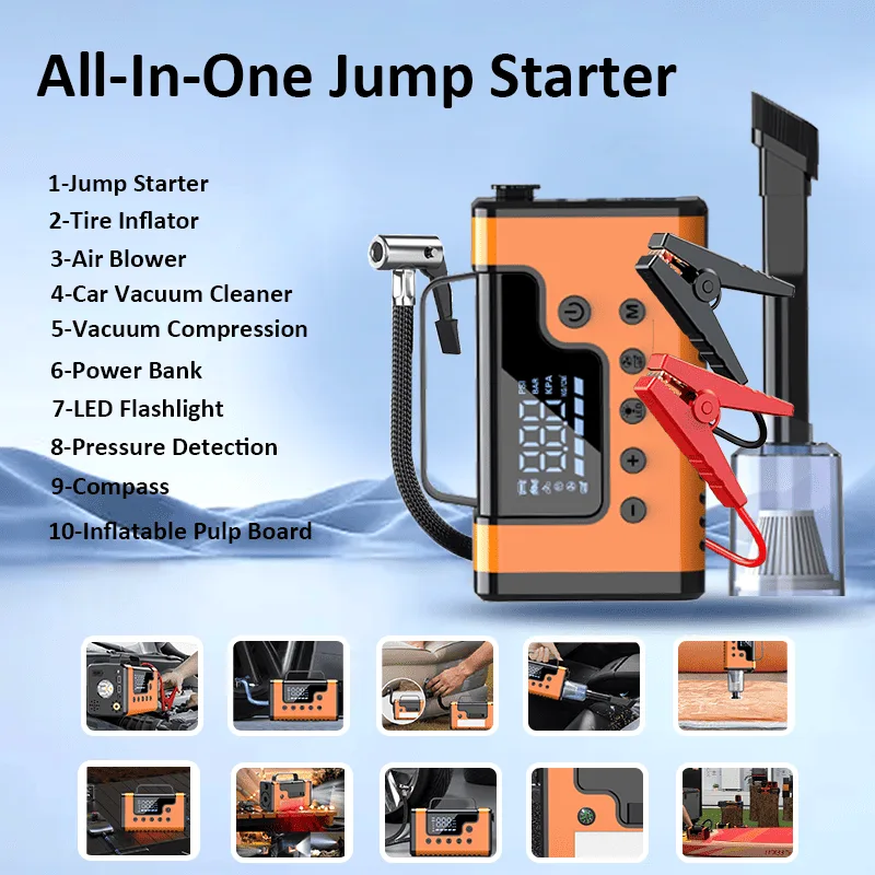 8 in 1 Car Emergency Jump Starter & Air Pump image indicator(2)