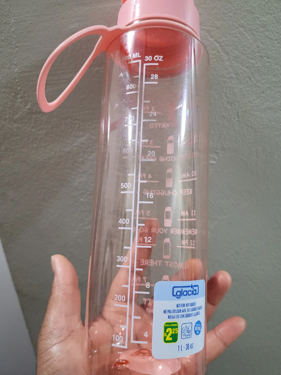 NEW Motivational Pink Water Bottle 900 mL image indicator(2)