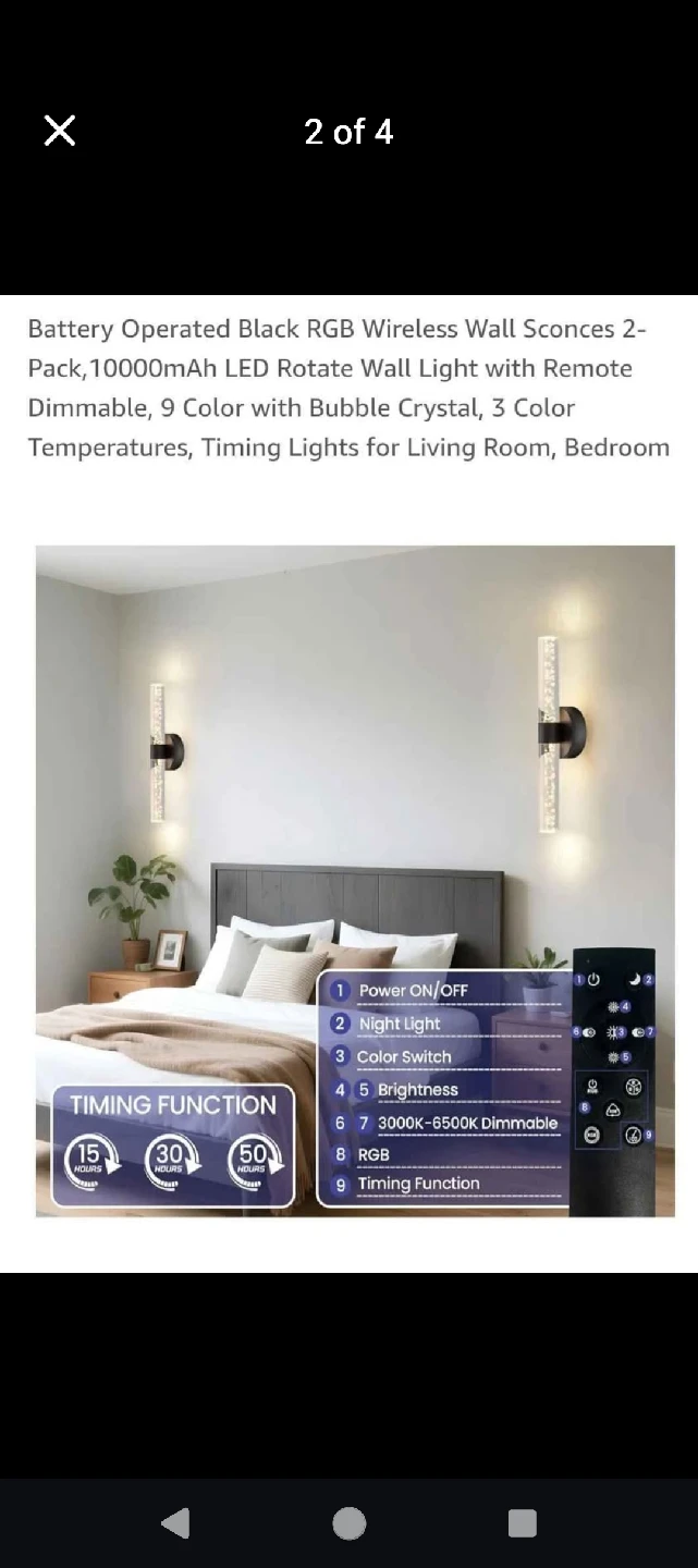 2 pack wireless wall scones/lights - photo 3