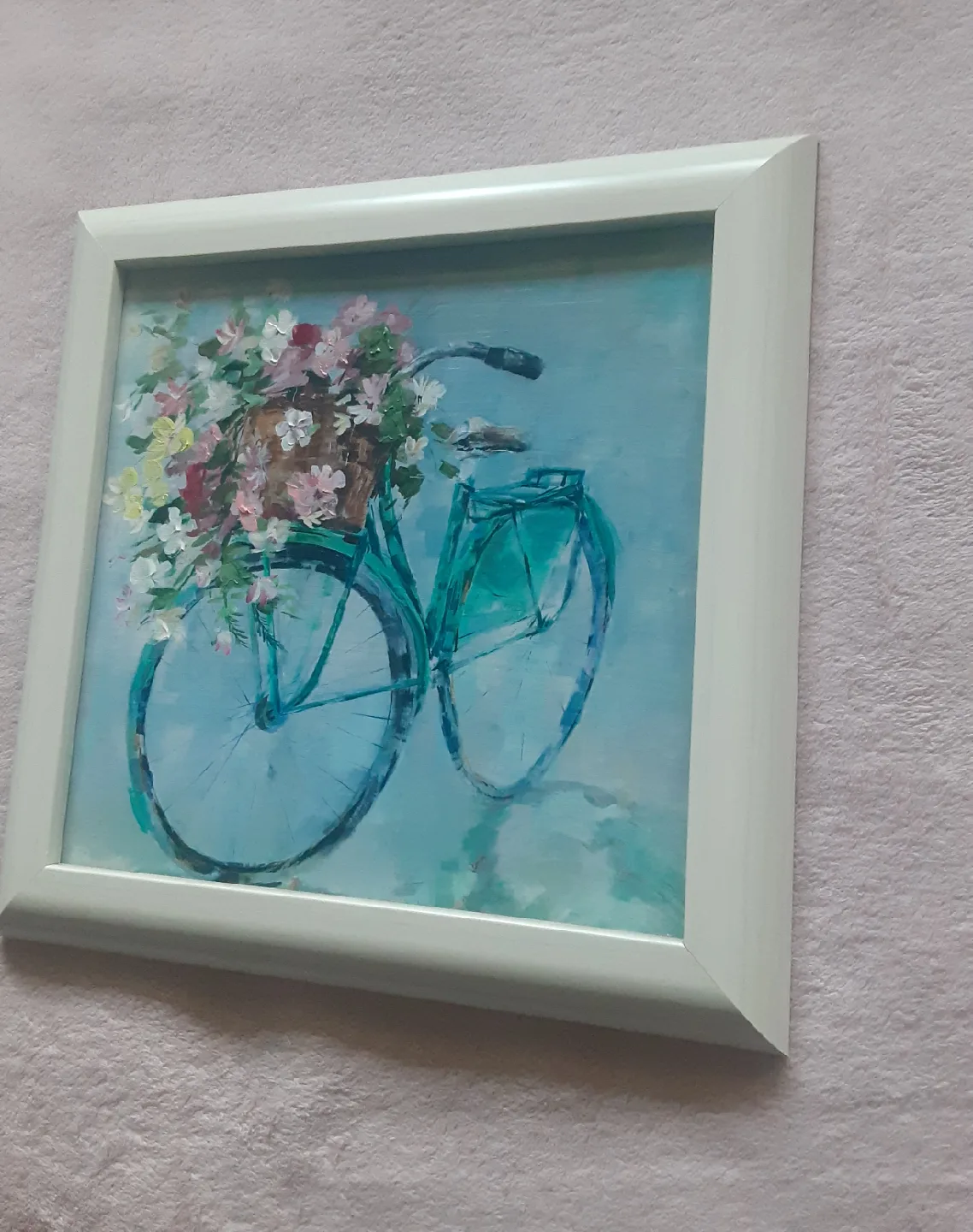 Framed Bicycle and Flowers Painting image indicator(3)