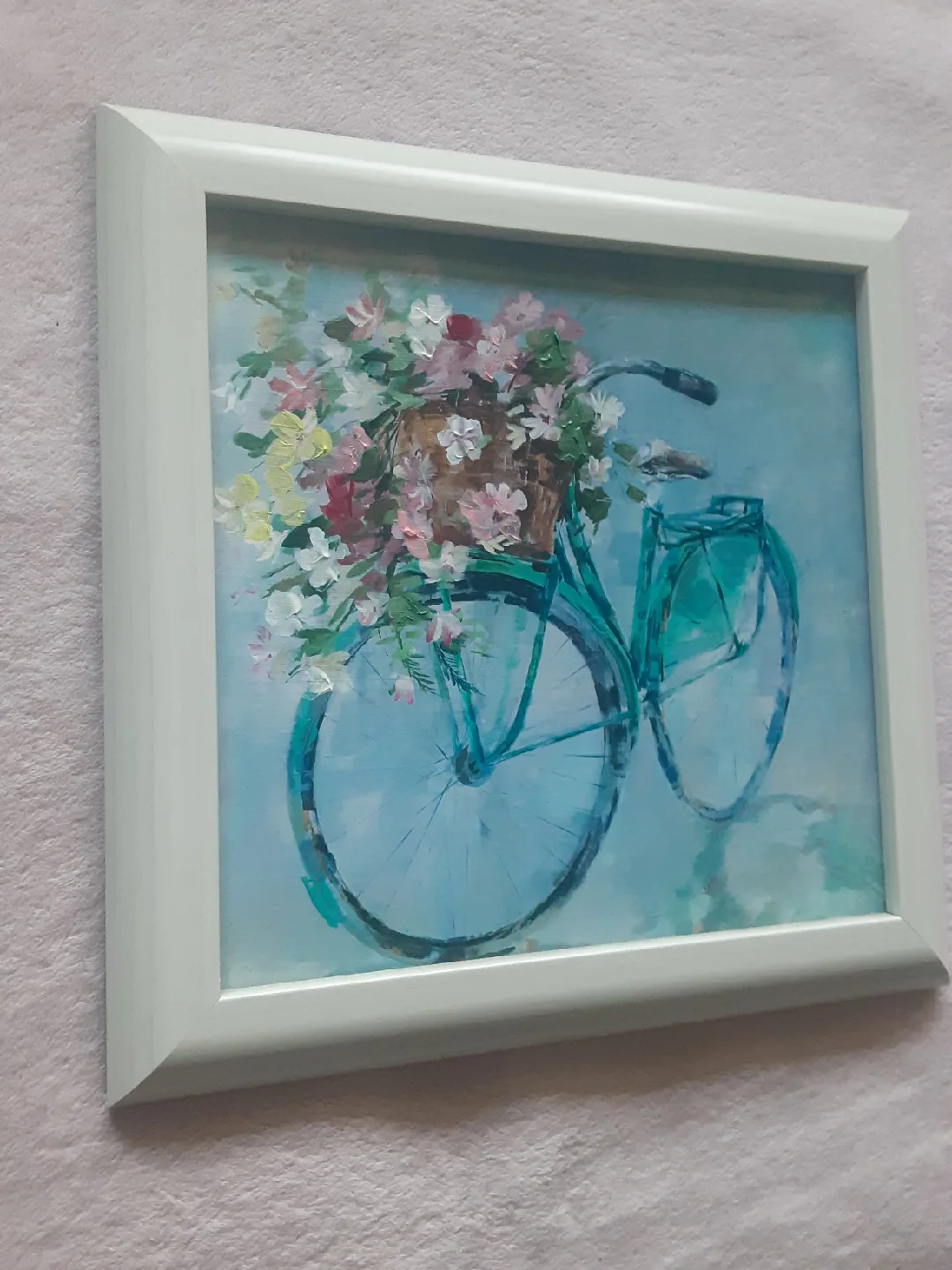 Framed Bicycle and Flowers Painting image indicator(4)