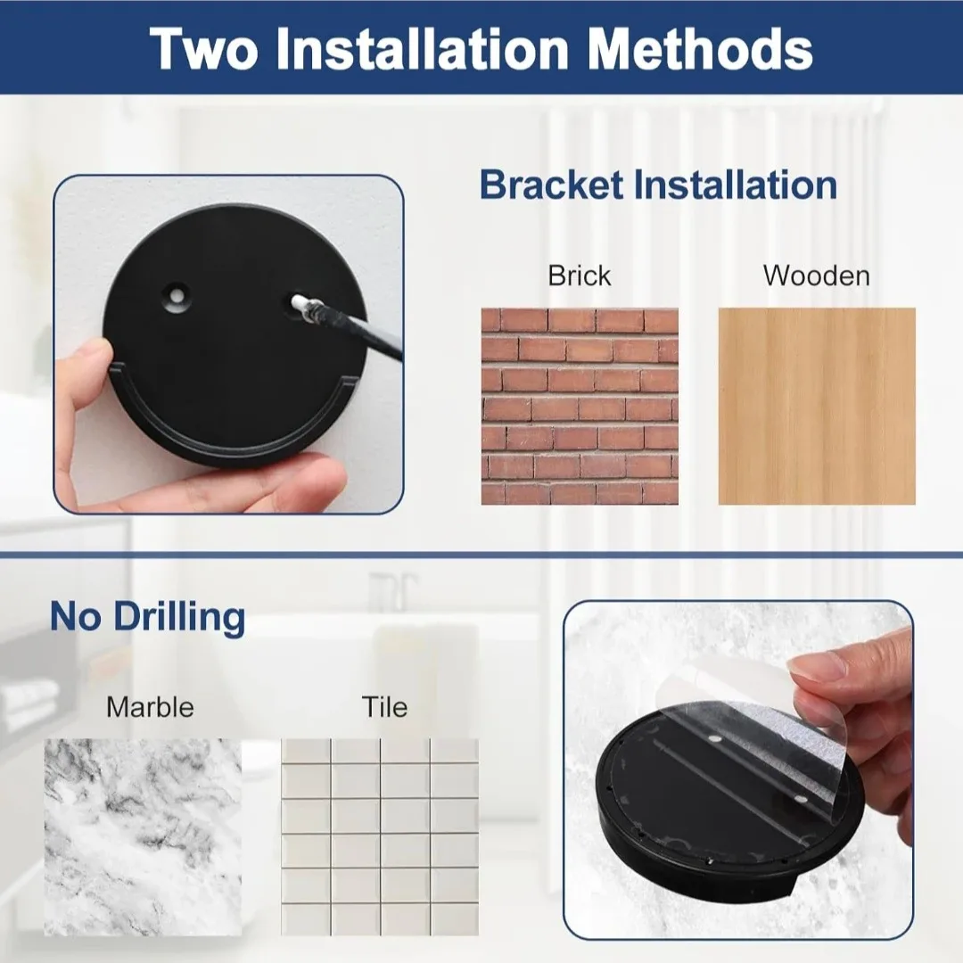 Adjustable Shower Curtain Rod With Holders Black 42"-72" image indicator(6)