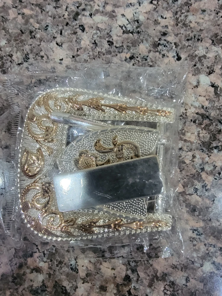 Silver & Gold Tone Belt Buckle - New