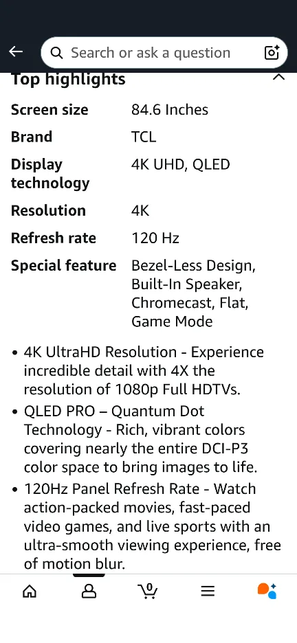 TCL 85"  "85Q651-G" QLED 4K Smart TV image indicator(3)