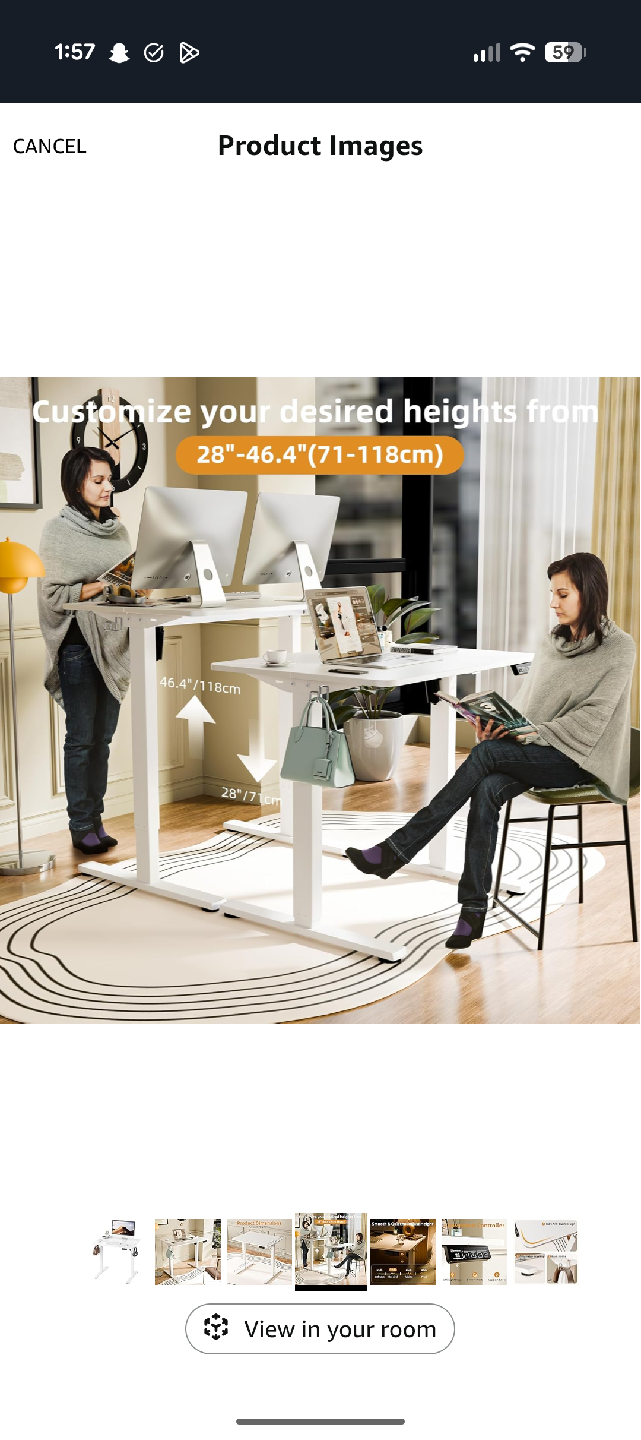 White Adjustable Standing Desk - photo 4