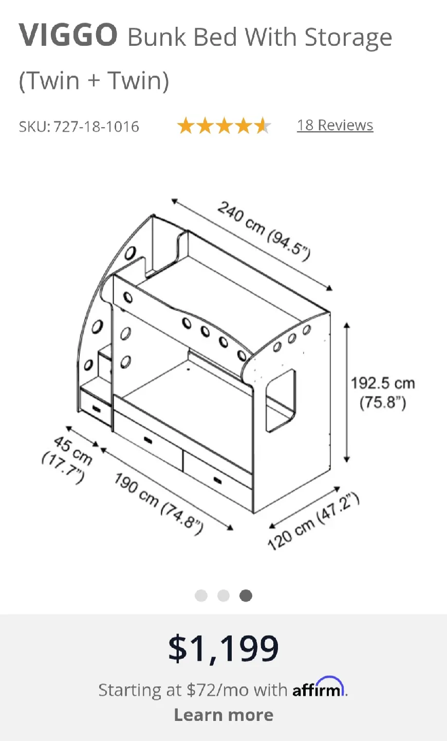 Bunk Bed with Storage and Stairs image indicator(2)