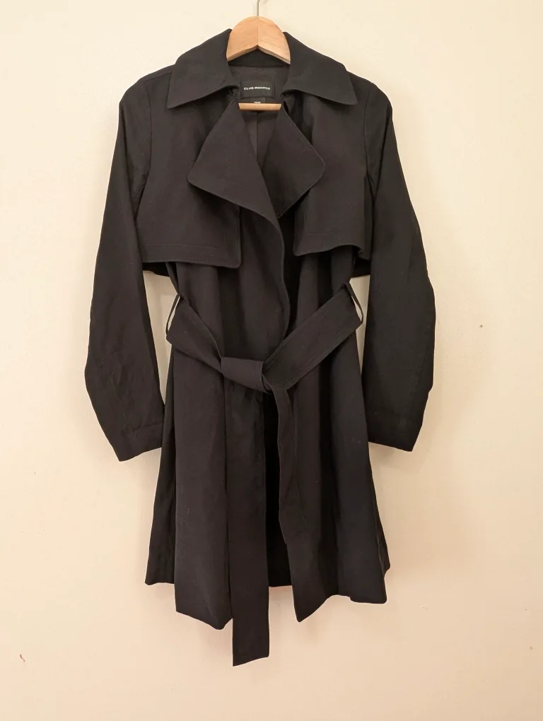 Club Monaco Black Trench Coat - Size XS thumbnail