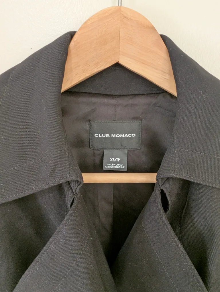 Club Monaco Black Trench Coat - Size XS image indicator(2)