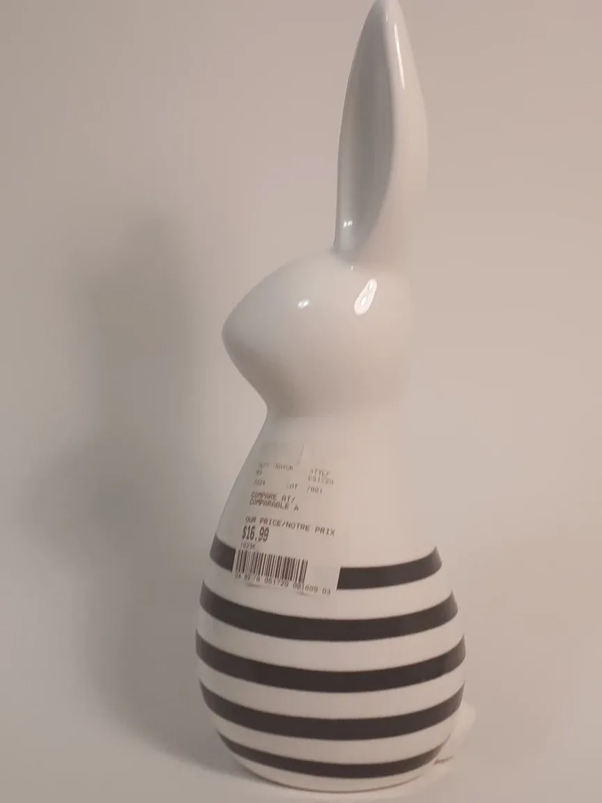 Rabbit Figurine, Black & White Stripes image indicator(2)