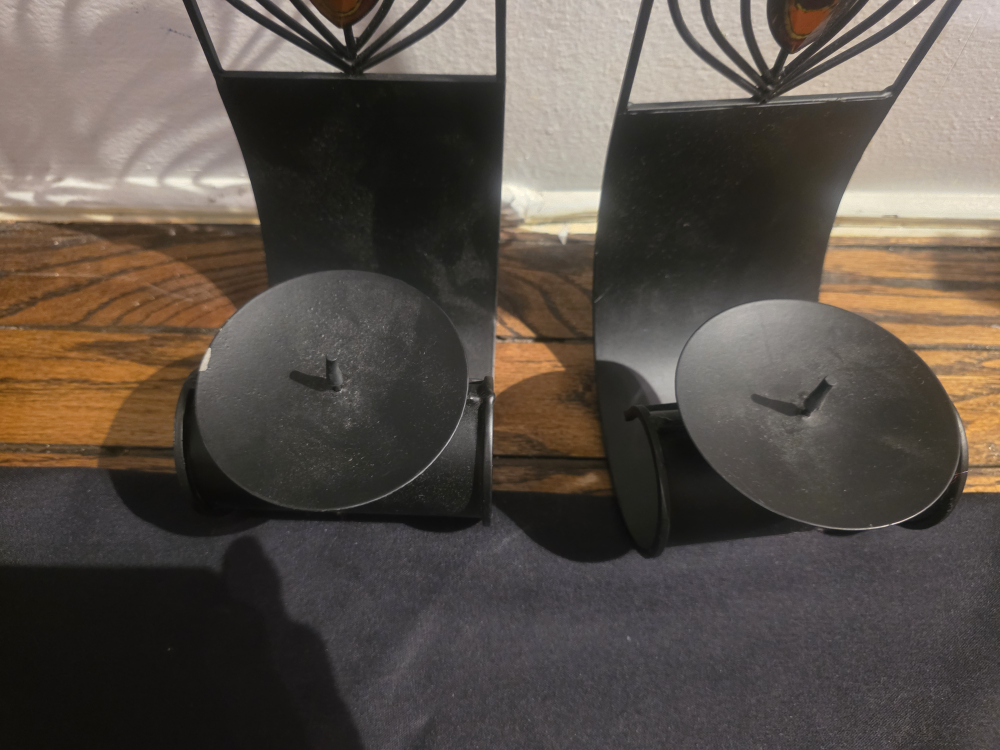 Pair of Black Metal Candle Holders - photo 3