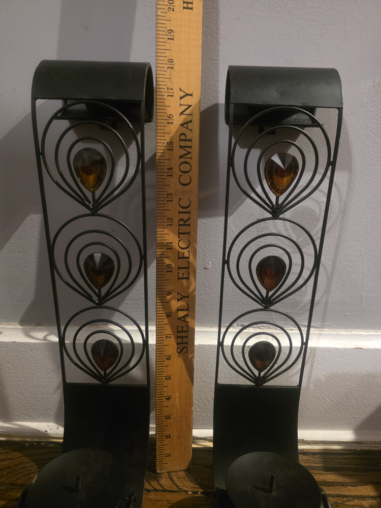 Pair of Black Metal Candle Holders - photo 4
