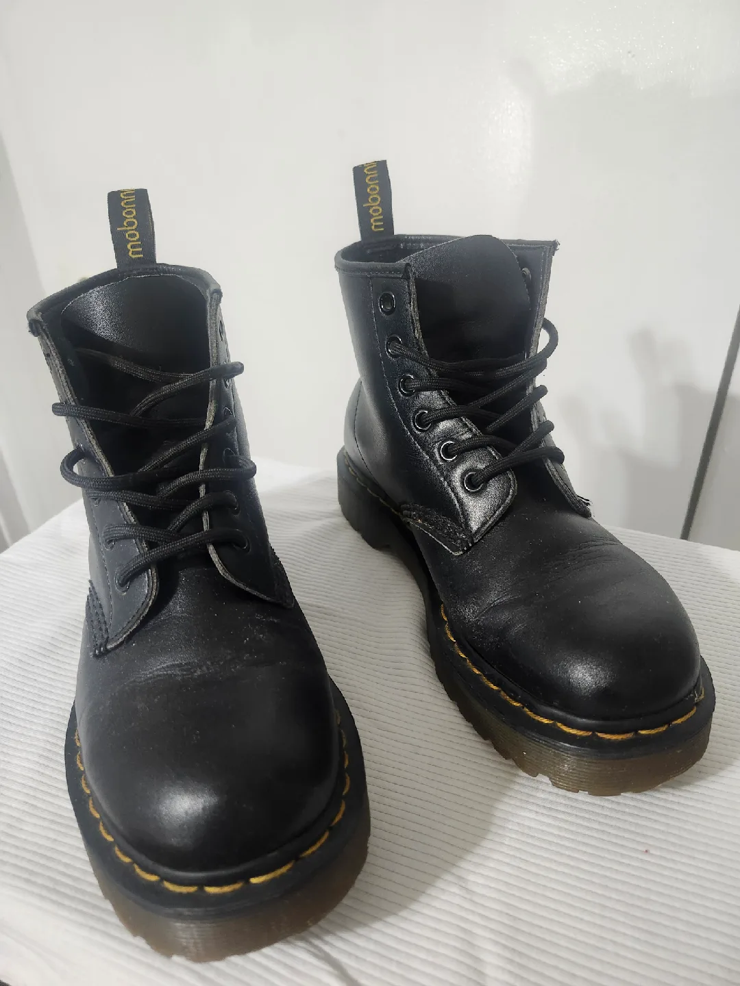 Mobonnie Black Leather Ankle Boots thumbnail